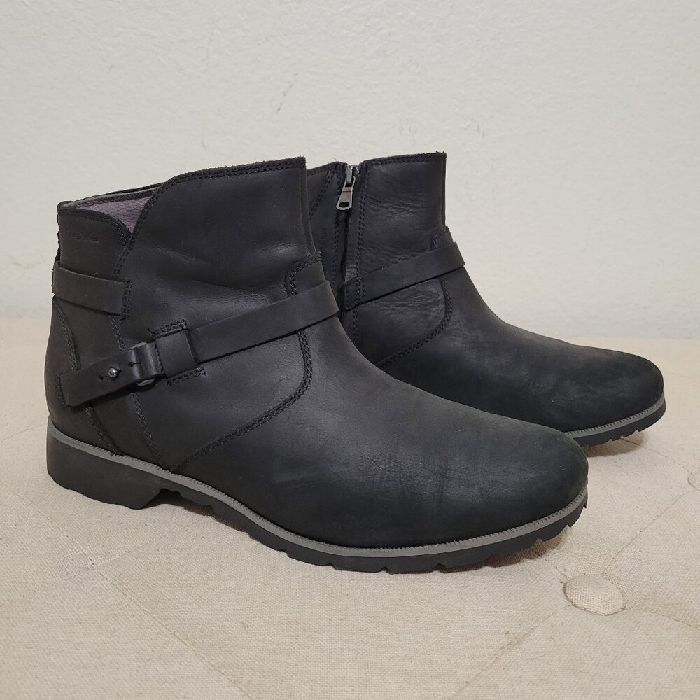 Teva Delavina Black Leather Waterproof Ankle Winter Boots Size 10